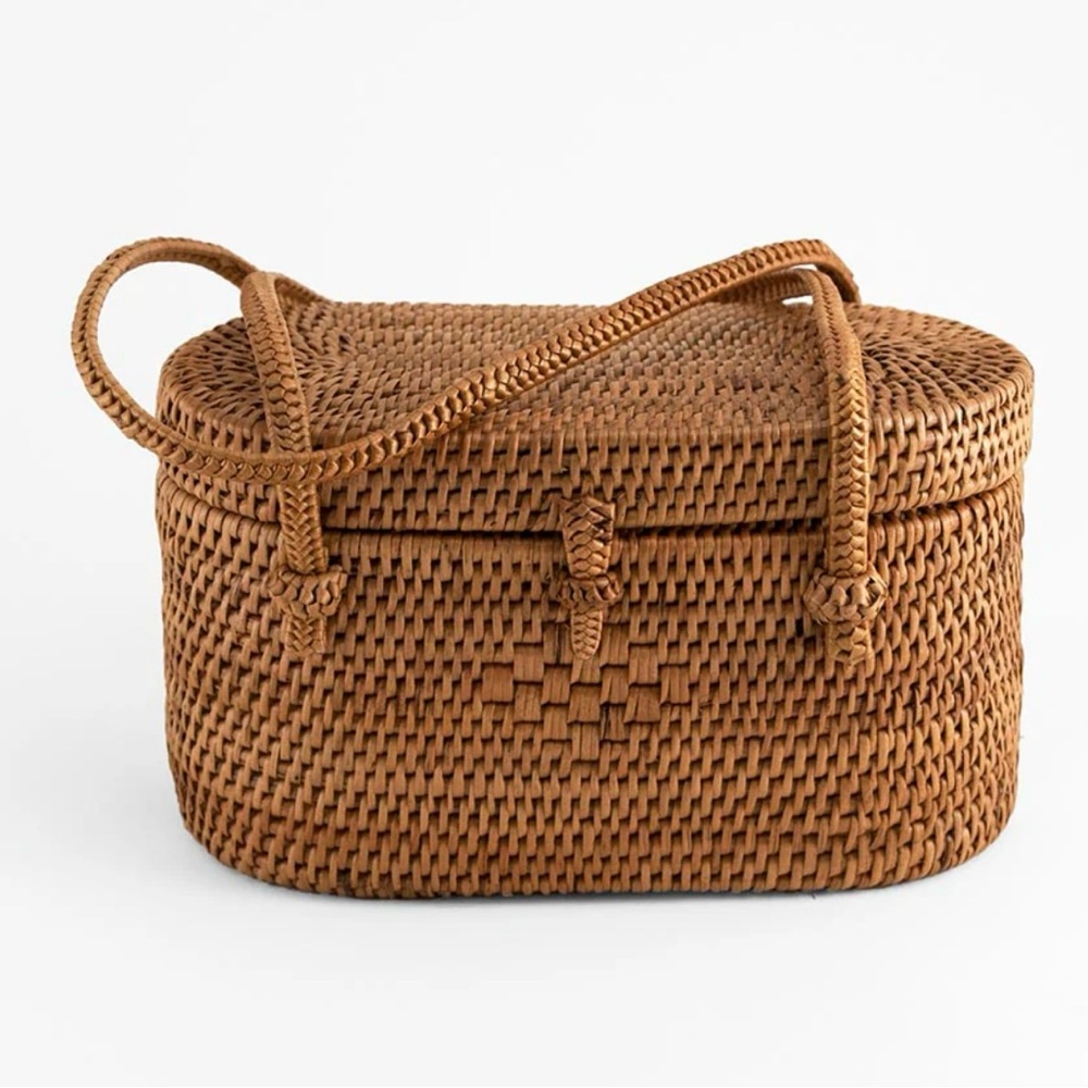 Elegant Woven Mini Bag in Rich Brown